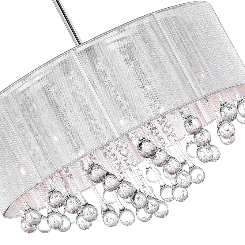 Water Drop 9 Light Drum Shade Chandelier With Chrome Finish