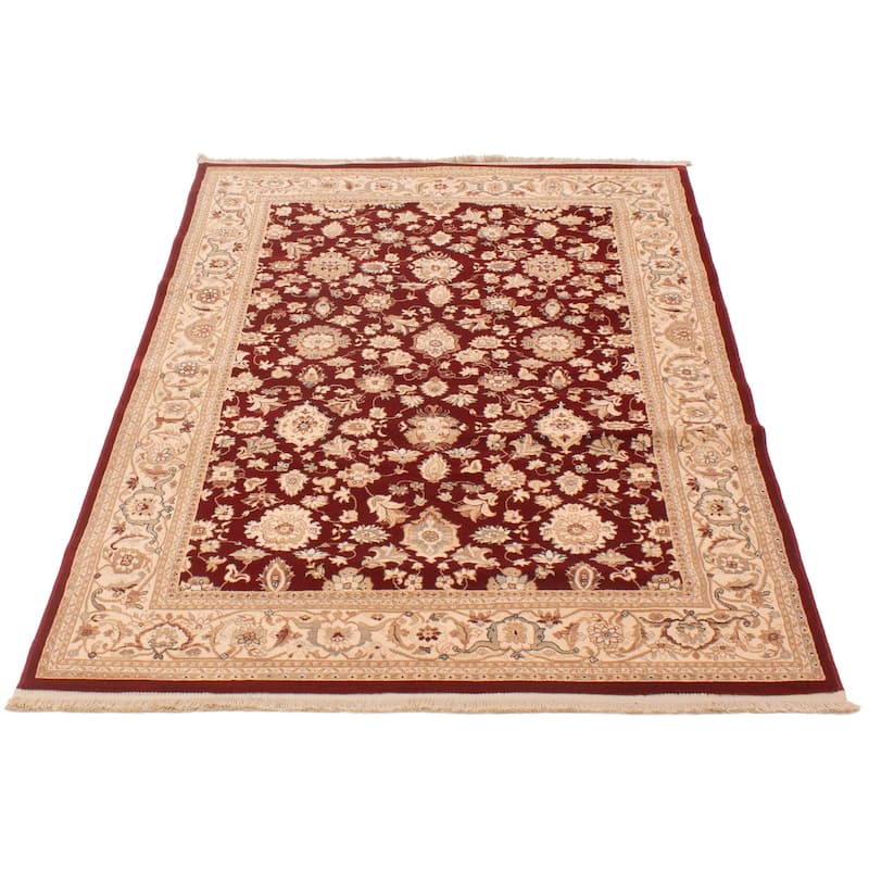 ECARPETGALLERY Machine Woven Lotus Mod Red Polypropylene Rug - 5'3 x 7'8