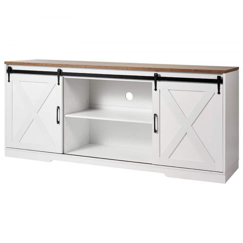 4-Piece Living Room Table Set with TV Stand Coffee Table and Side Tables with USB Charging Station - 40” x 21.7” x 18”