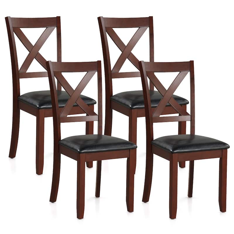 Set of 2 Wooden Kitchen Dining Chair with Padded Seat and Rubber Wood Legs - 18" x 22" x 39" (L x W x H)