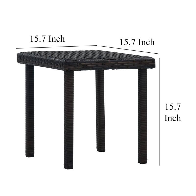 15.7 in. Brown Square Wicker End Table, Sturdy Build End Side Table for Living Rooms