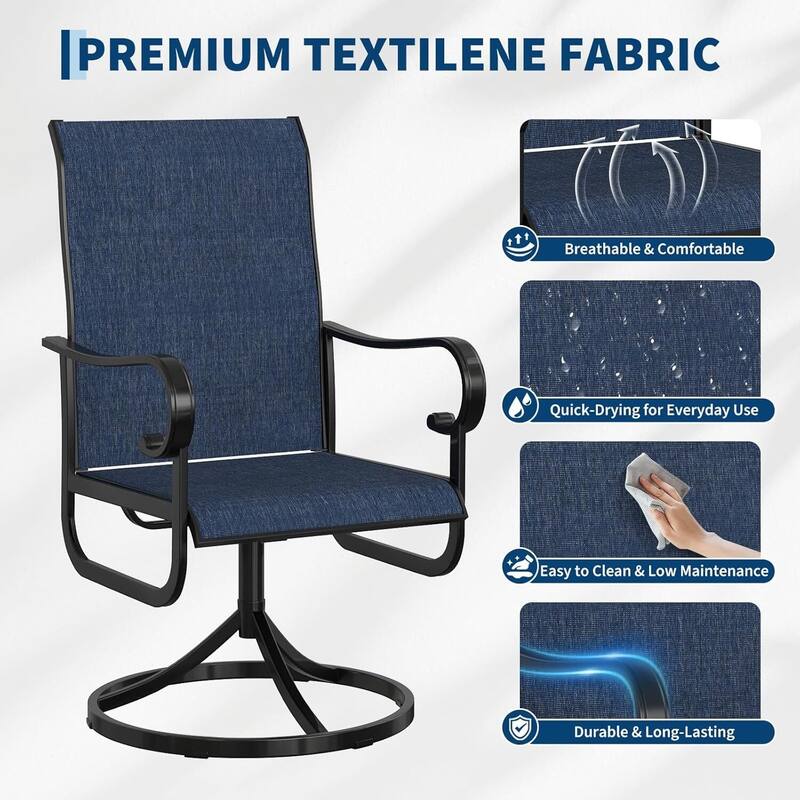 Set of 2 Outdoor Patio 360°Swivel Dining Chairs for Backyard, Poolside, Lawn, Porch or Garden (No Table)