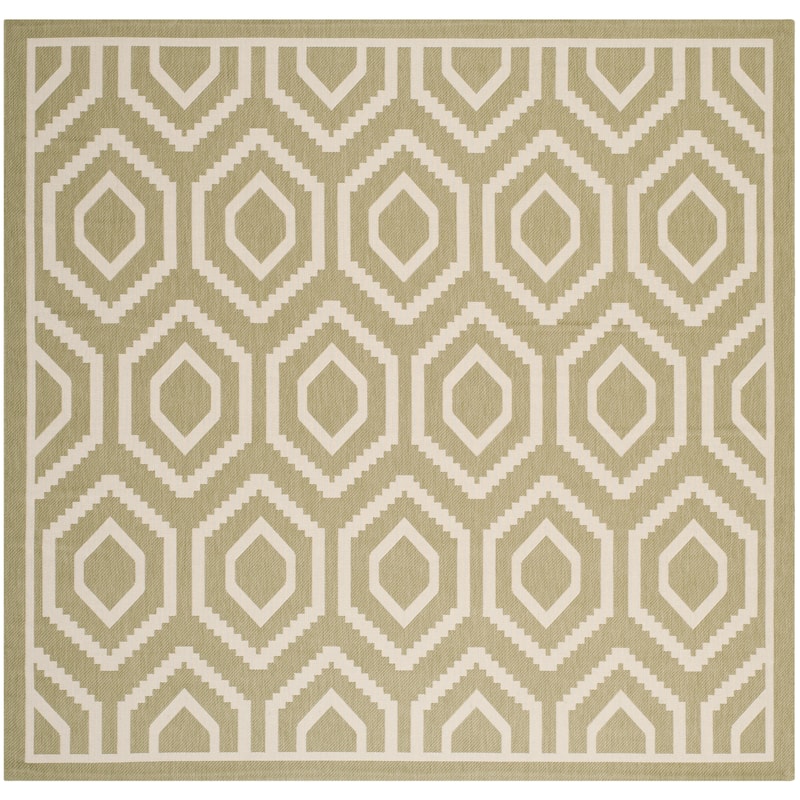 SAFAVIEH Courtyard Carolee Indoor/ Outdoor Patio Backyard Rug - 7'10" Square - Green/Beige