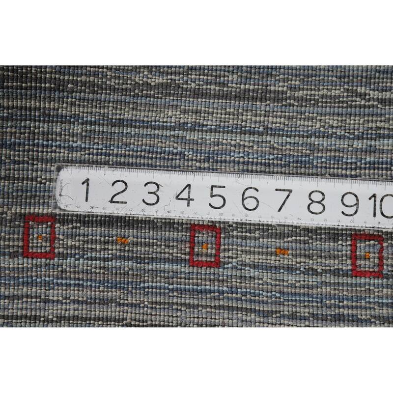 Hand Knotted Oriental 100% Wool Carpet Tribal Tribal Navy Blue & Blues Gabbeh Area Rug - 4' 10'' X 3' 1''