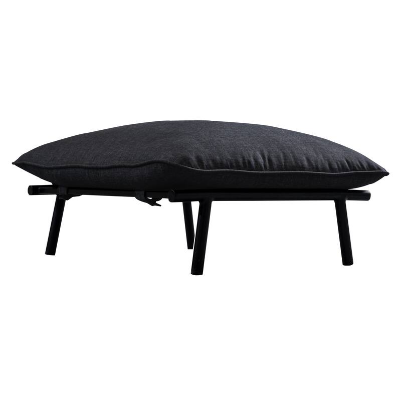 NADAAL STUDIOS Varyn Outdoor Ottoman, Stainless Steel Frame and Olefin Upholstery, Speckled Charcoal