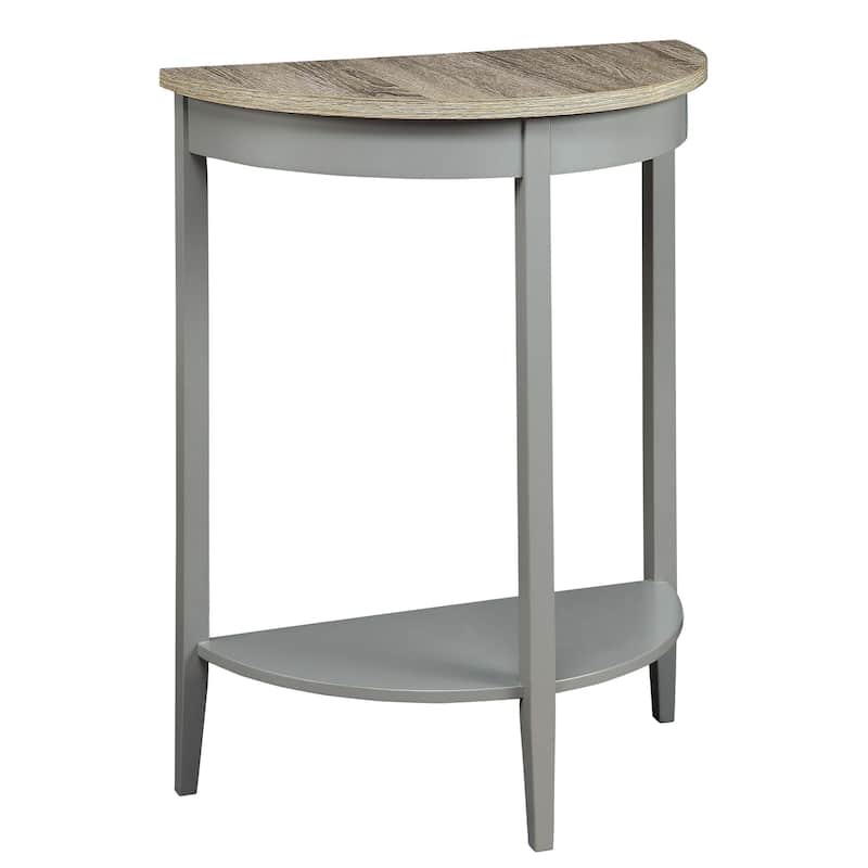 Davis Grey Oak and Grey Half Moon Console Table with Bottom Shelf