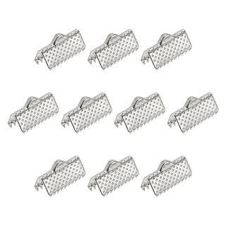 300Pcs Ribbon Crimp Clamp Ends 13mm Cord End Clasp for DIY Craft Silver ...
