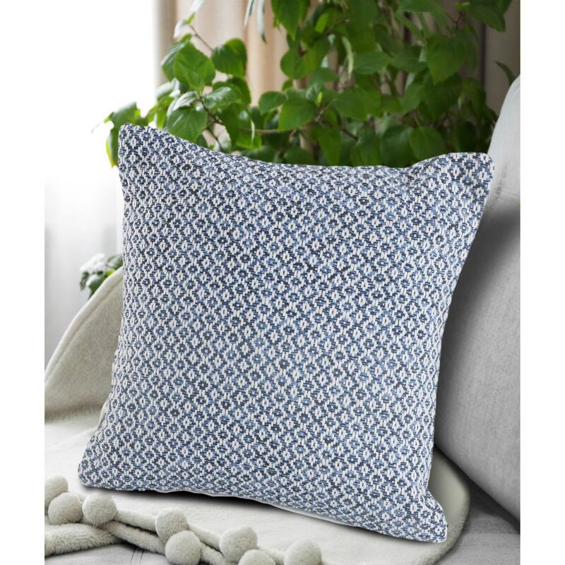 18" Navy Blue and White Diamond Square Throw Pillow