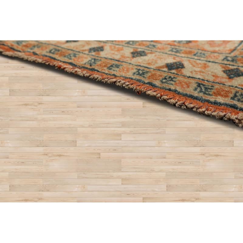 Hand Knotted 250 KPSI Herizz Beige Orange Wool Traditional Area Rug - 3' 10'' x 5' 8''