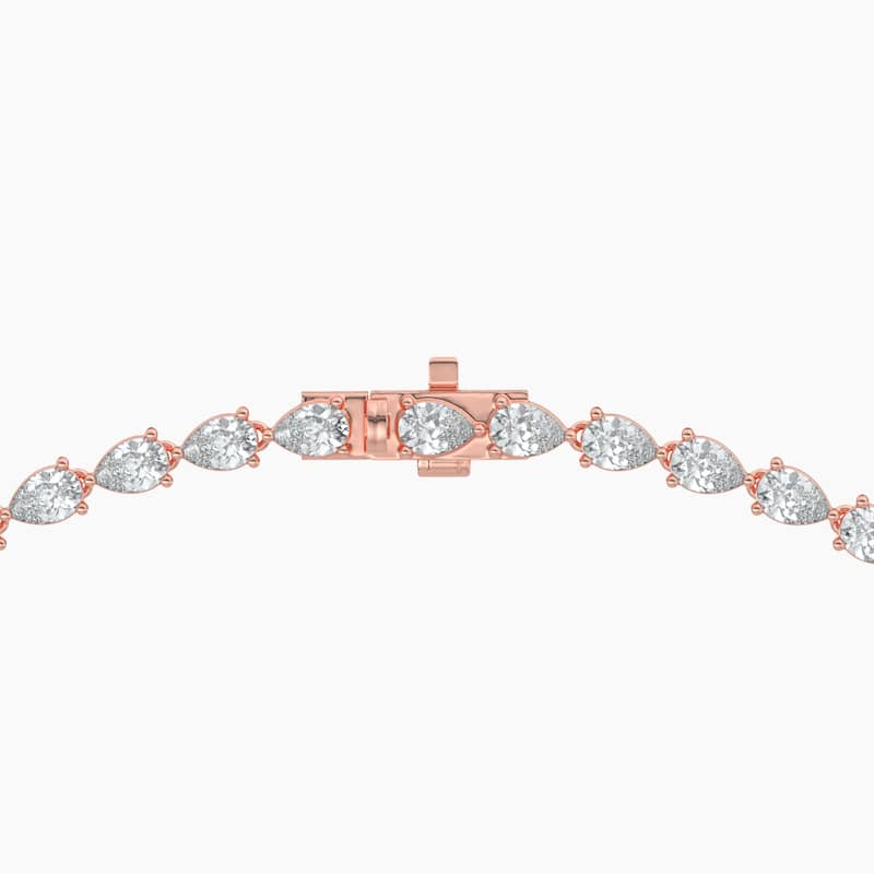 14K Gold Lab Grown Diamond Pear Cut Diamond Tennis Necklace & Halo Heart Pendant