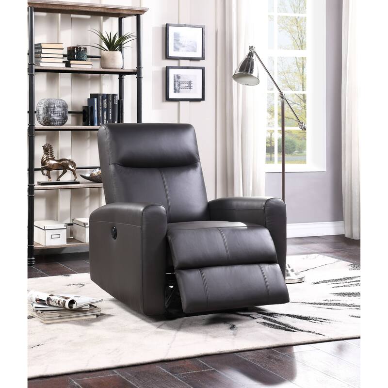Top Grain Leather Power Motion Recliner with Horizontal Tufting and