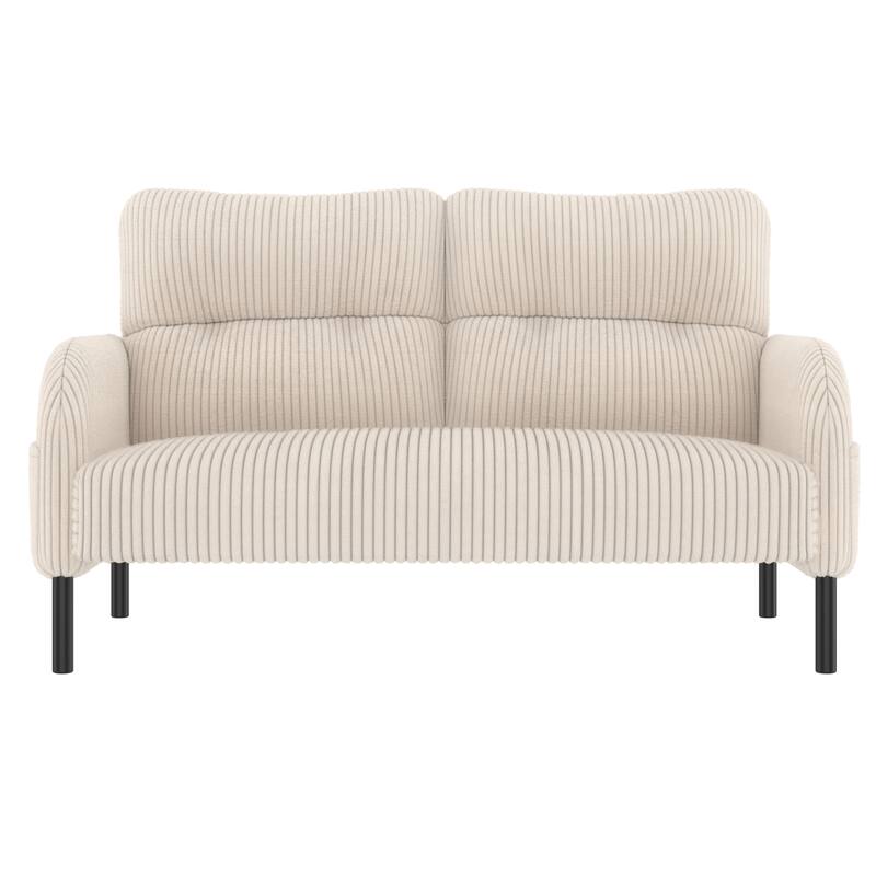 Corduroy Foam Upholstered Loveseat Couch Ergonomic Lounge Sofa with Side Pockets and Solid Wood Frame Soft 2 Seater Sofa