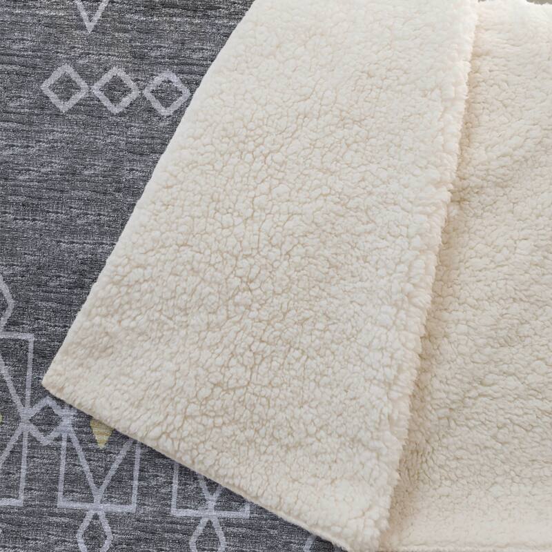 Premium Machine Washable ASB109 Boho Moroccan Sherpa Throw Blanket