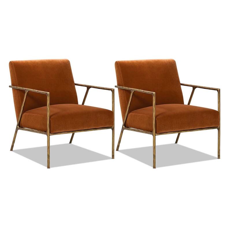 Aerin 24.5" Hammered Brass Velvet Accent Arm Chair