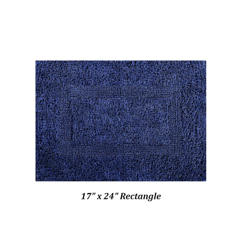 Better Trends Lux Collection 100% Cotton Reversible Tufted Bath Mat Rug - 17" x 24" Rectangle - Navy