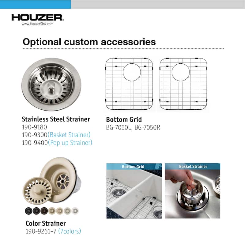 Houzer Platus 32-3/16" Undermount Double Basin Fireclay Kitchen Sink