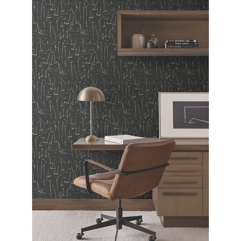 York Wallcoverings Vermillion Coast Carbon Black Wallpaper