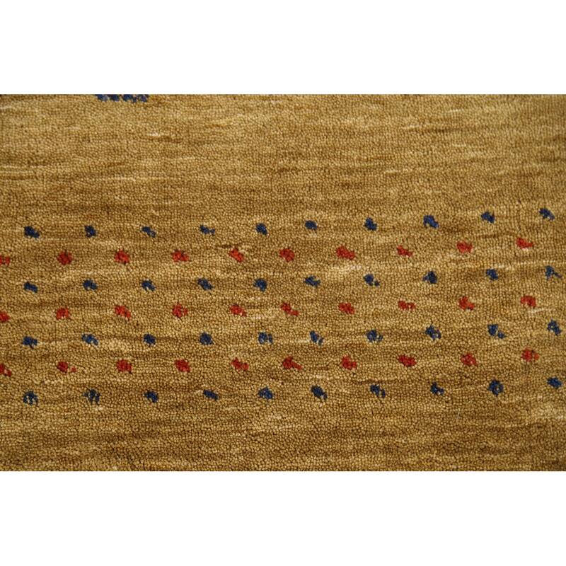 Tribal Gold Gabbeh Oriental Accent Rug Hand-Knotted Wool Carpet - 3'10"x 5'10"