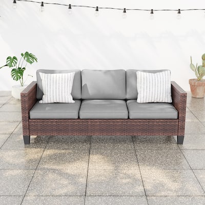 BONOSUKI Patio Outdoor Couch,3-Seater Furniture with Removable Cushion