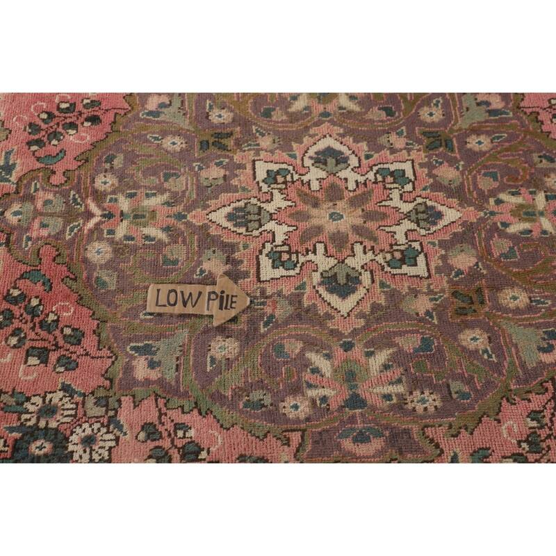 Pink Tabriz Persian Vintage Area Rug Handmade Wool Carpet - 6'8" x 9'10"