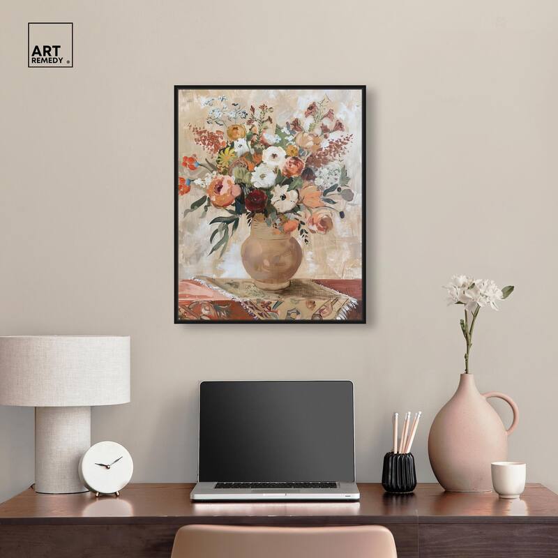 Clay Vase and Flowers Canvas by Art Remedy