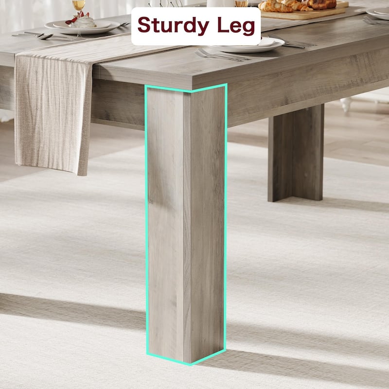 63" Wood Farmhouse Dining Table, for 4-6
