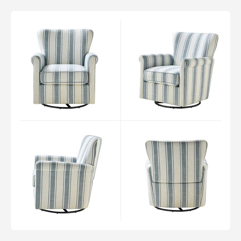 Georg Comfortable Floral Fabric Swivel Rocker Chair with Rolled Armrest Set of 2 by HULALA HOME