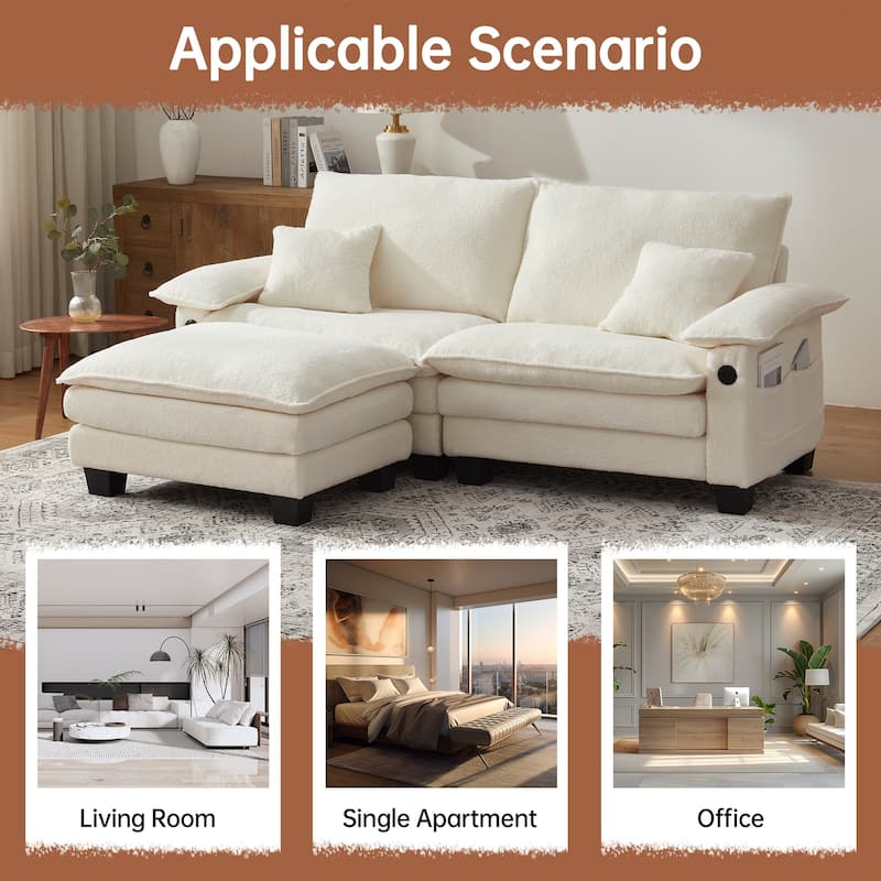 Modular Sectional Sofa, Comfy Cloud Couch Sectional Sofa with Ottoman, Deep Seat Sofa Sleeper for Living Room