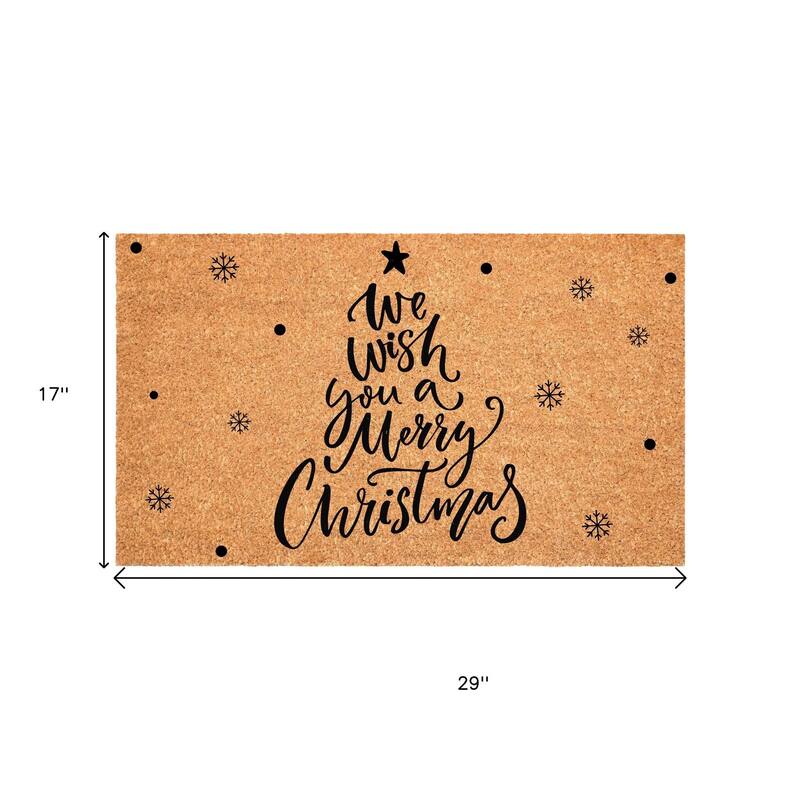 HomeRoots 17" X 29" Brown And Black Christmas Outdoor Coir Door Mat - 17.00' X '29.00