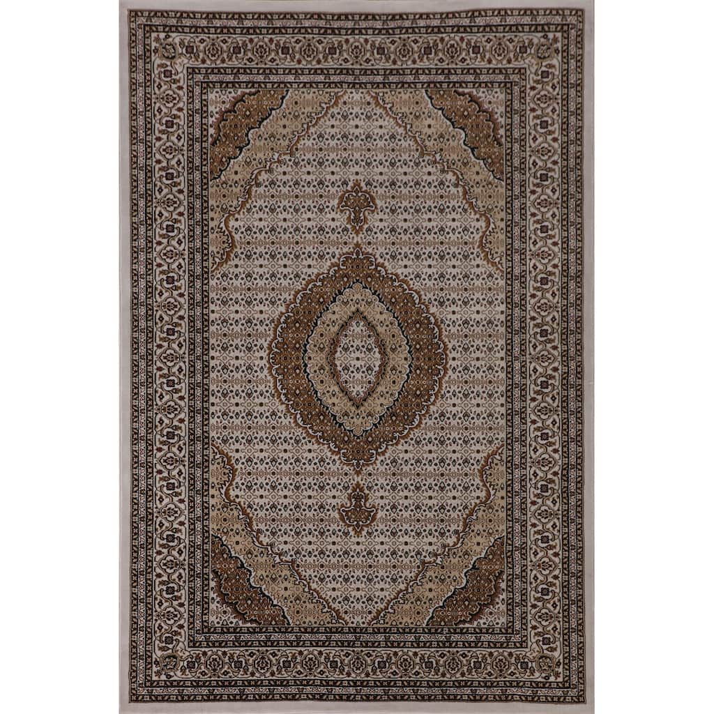 Geometric Tabriz Turkish Area Rug Machine Made Carpet - 5'2" x 7'9"