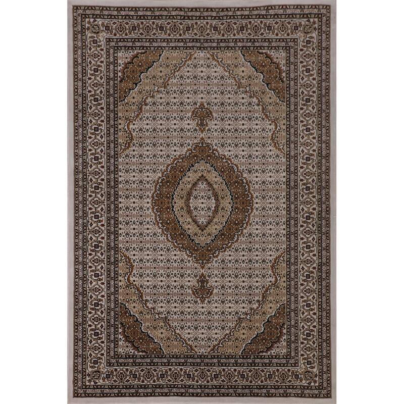 Geometric Tabriz Turkish Area Rug Machine Made Carpet - 5'2" x 7'9"