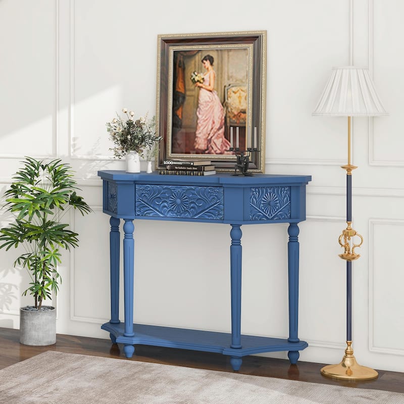 Elegant Carved 1-Drawer Console Table