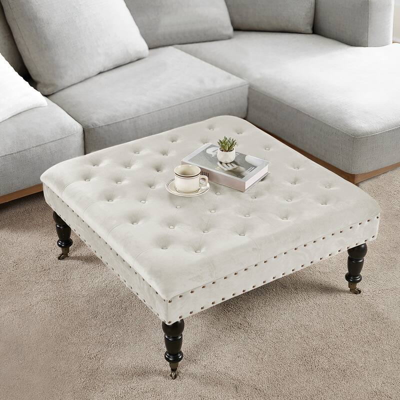 Home Soft Things Supersoft Tufted Coffee Table Ottoman - 33" x 33" x 18"