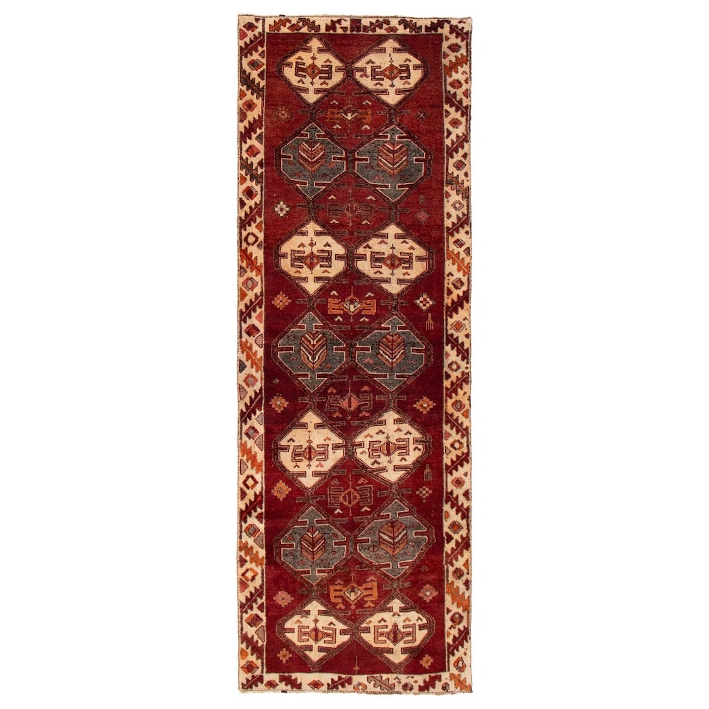 ECARPETGALLERY Hand-knotted Melis Vintage Red Wool Rug - 4'1 x 12'0