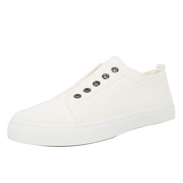 womens white laceless sneakers