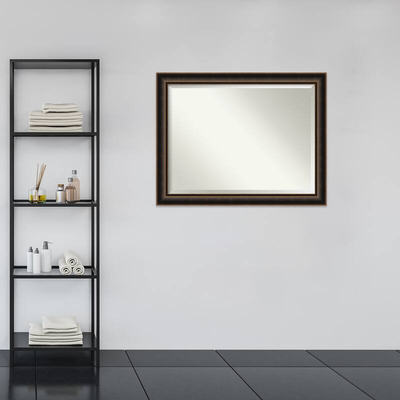 Villa Oil Rubbed Bronze Beveled Wood Framed Bathroom Vanity Wall Mirror - Villa Oil Rubbed Bronze
