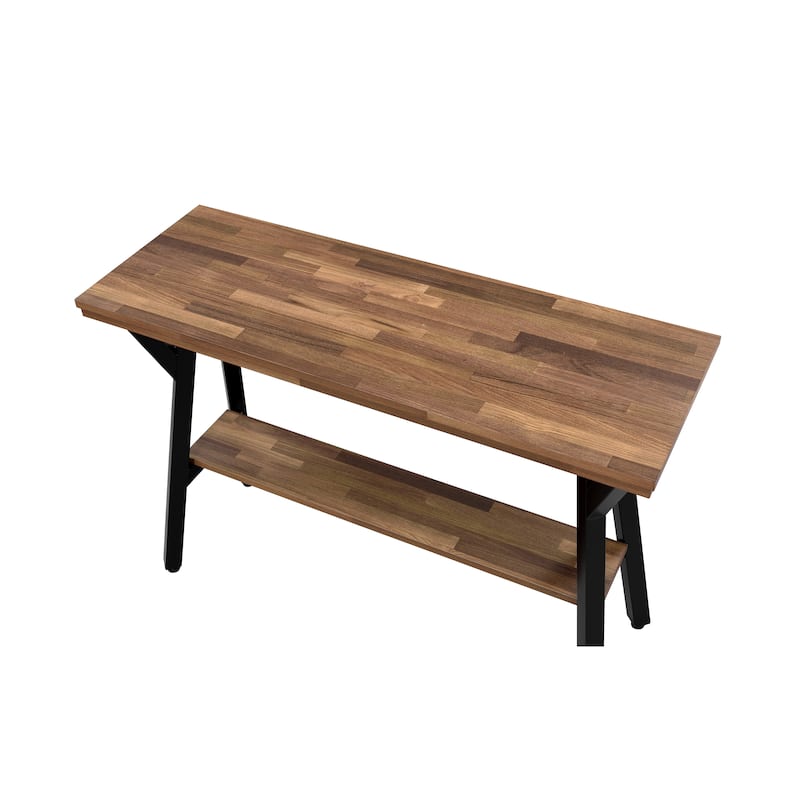 Cillen Farmhouse Black 43-inch Steel 1-Shelf Console Table by Furniture of America