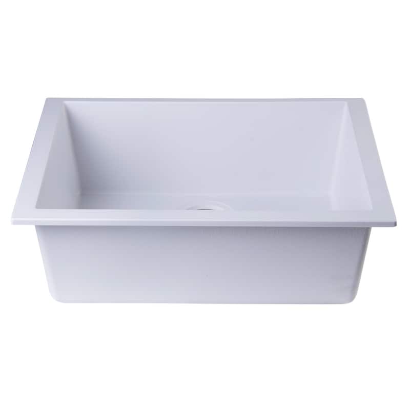 Alfi White Granite Composite 24-inch Undermount Single Bowl Kitchen Sink