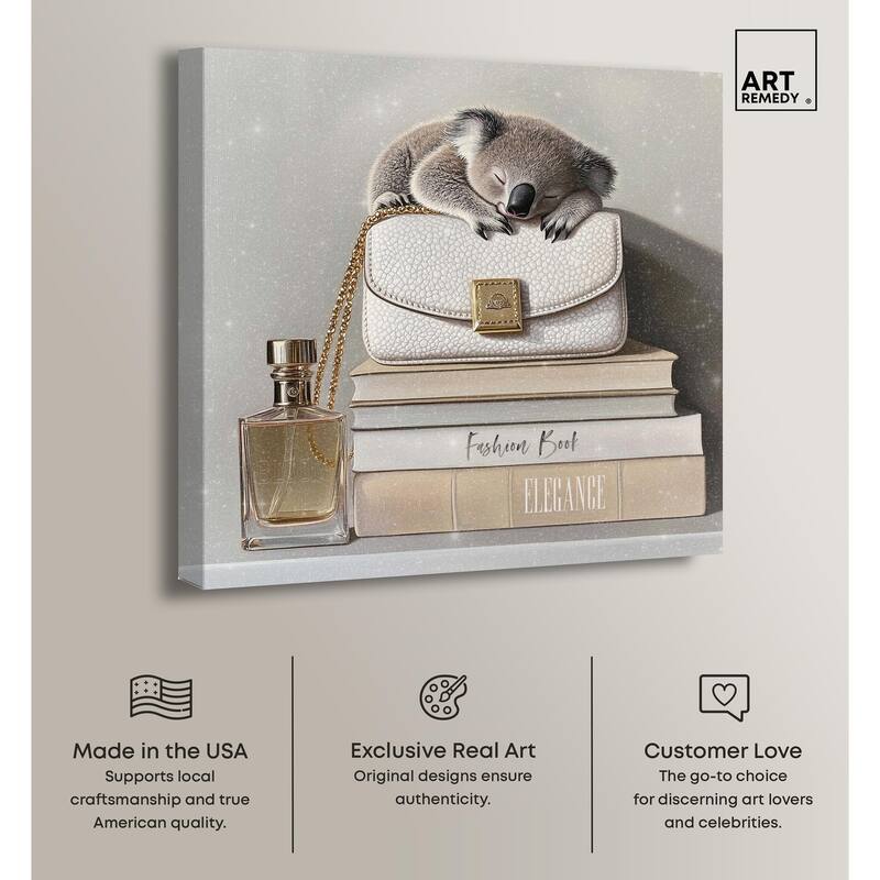 Koala on Fashion Books Canvas by Art Remedy, Gallery Wrapped