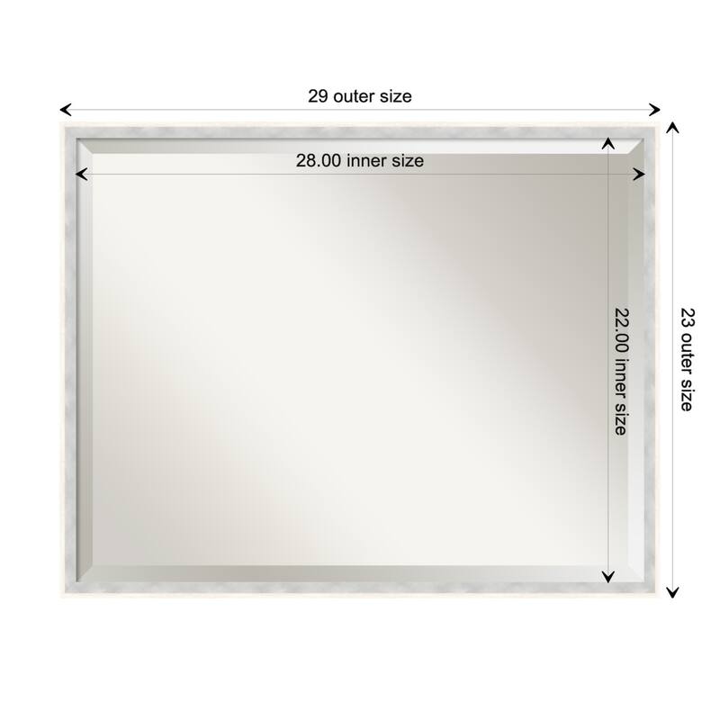 Paige Beveled Wood Framed Bathroom Vanity Wall Mirror - Paige White Silver - Glass Size 28x22
