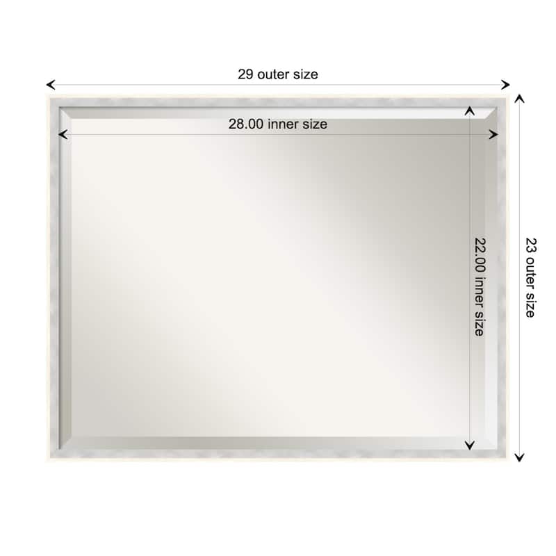 Paige Beveled Wood Framed Wall Mirror - Paige White Silver - Glass Size 28x22