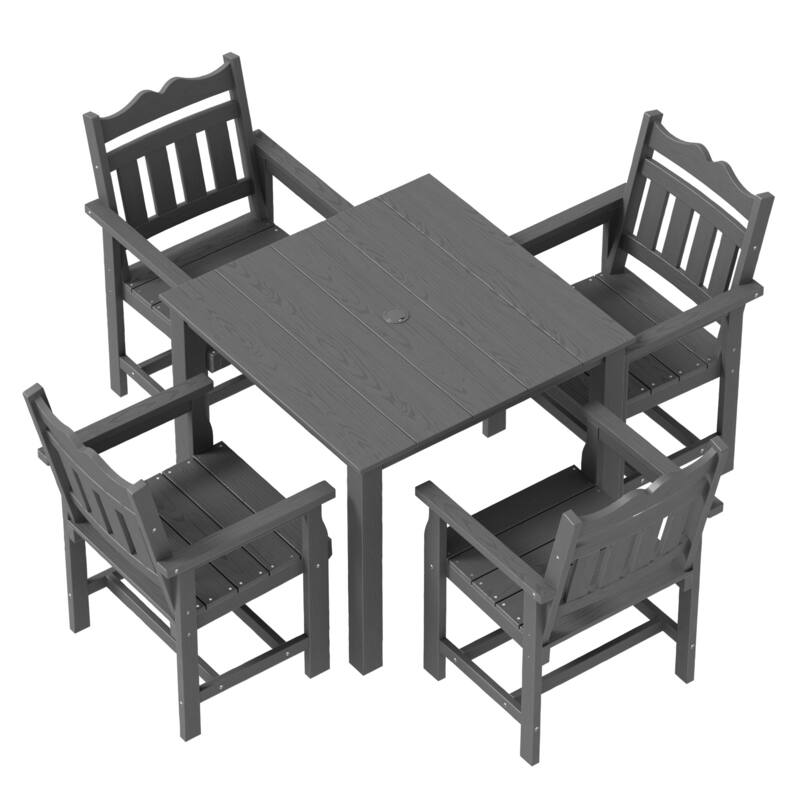 HIPS Outdoor Dining Set, Ergonomic Patio Chairs and Table(Set of 5)