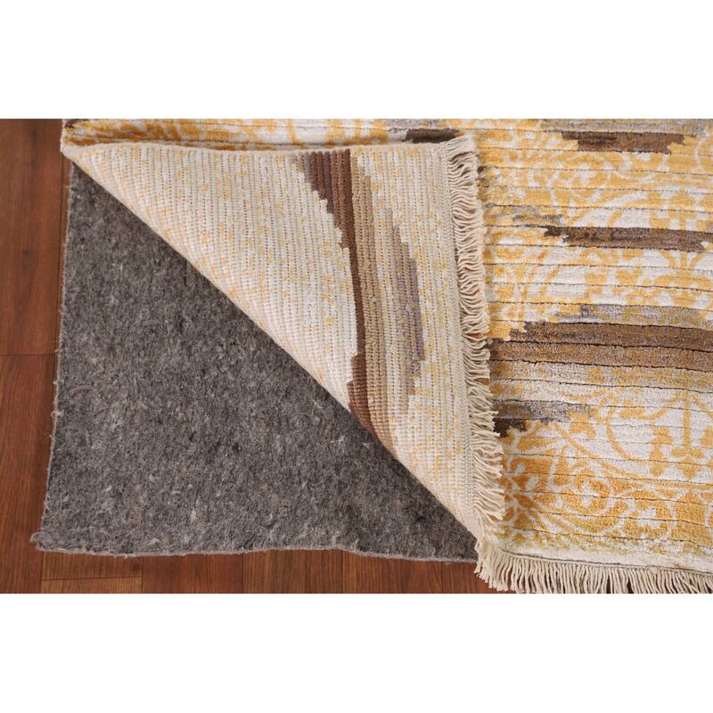 Abstract Oriental Accent Rug Handmade Striped Wool Carpet - 2'9"x 5'1"