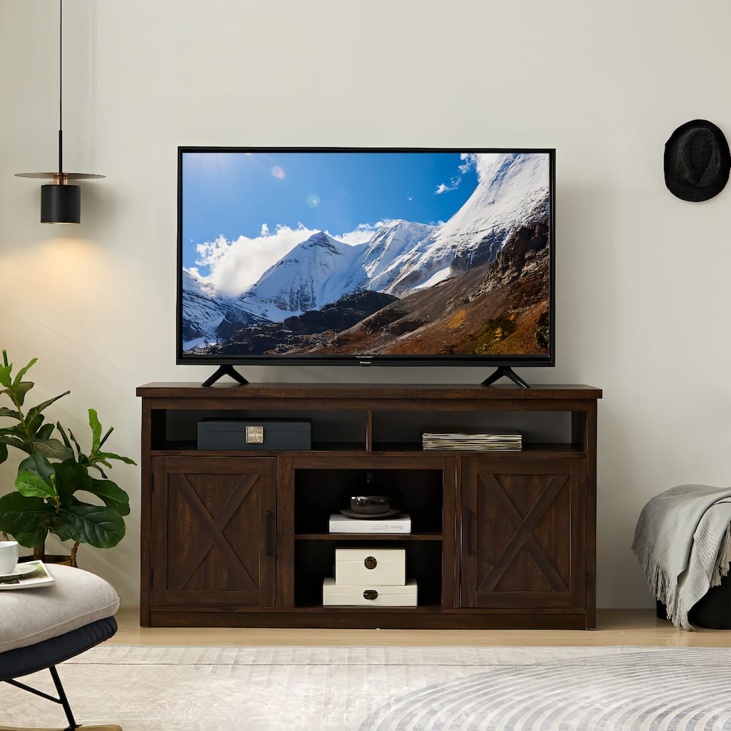 Farmhouse Style 60-Inch TV Stand with Cable Management & Storage for 65-Inch TVs.