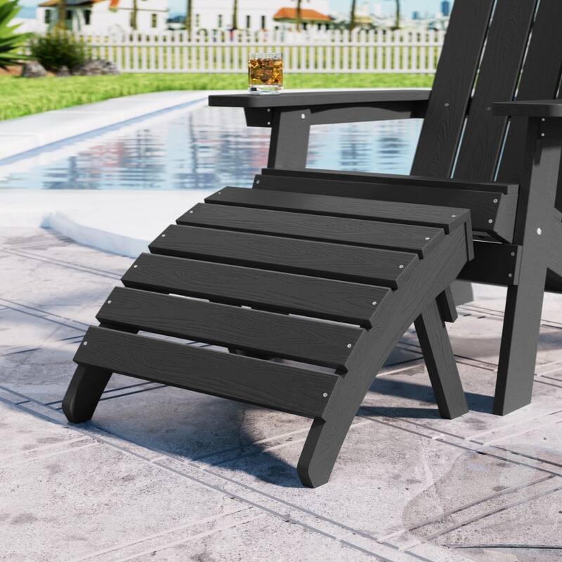WINSOON 2-Piece All Weather HIPS Outdoor Folding Adirondack Chair with Ottoman