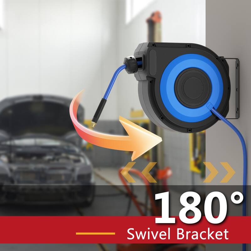 Commercial-Grade Steel Air Tool Hose Reel with Auto-Rewind – Heavy-Duty Tangle-Free Hose Management