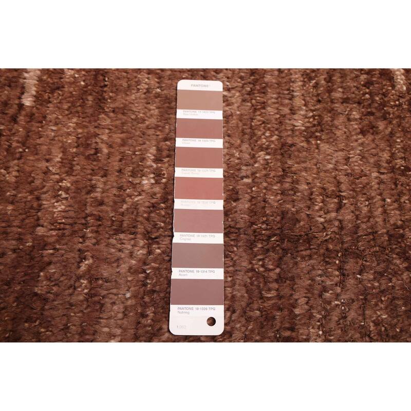 ECARPETGALLERY Hand-knotted Pak Finest Marrakesh Dark Brown Wool Rug - 6'3 x 8'8