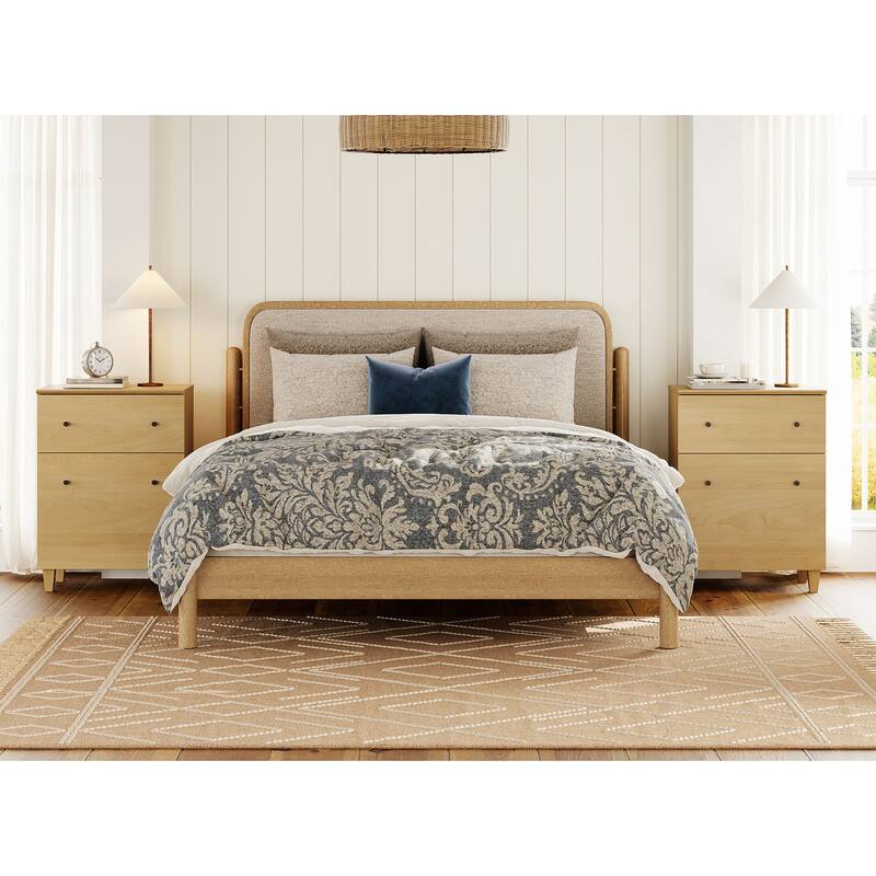 Bedroom Night Stand Bedside Table with Drawer and Cabinet, 32.4"H