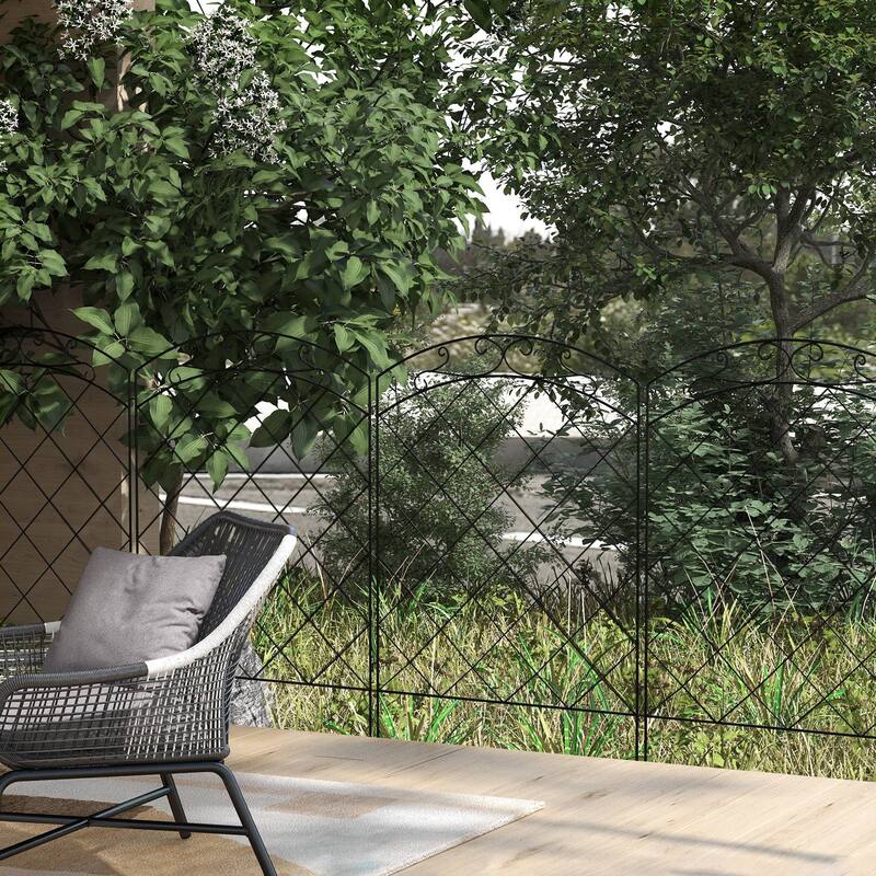 Garden Fence 4 Pack Steel Fence Panels Rust-Resistant Animal Barrier Decorative Border Flower Edging