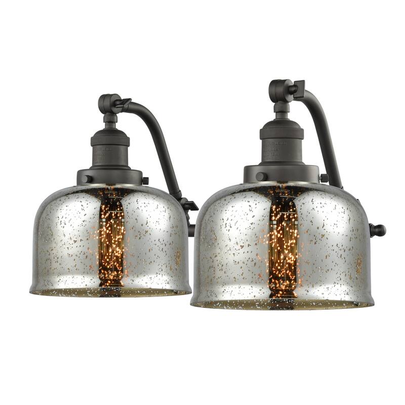 Innovations Lighting Large Bell 2 Light 18" Wide Bathroom Vanity Light - Oil Rubbed Bronze / Silver Plated Mercury